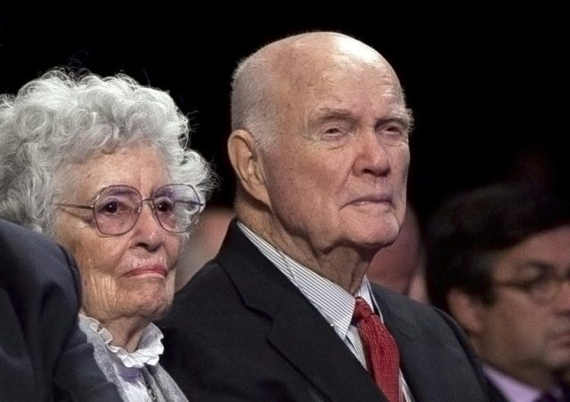 Retired astronaut and US Sen. John Glenn, seen in 2012 with his wife Annie Glenn, had been