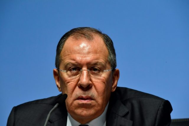 Russia's Foreign Minister Sergei Lavrov addresses a press conference during the foreign mi