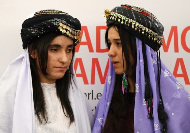 Nadia Murad (R) and Lamia Haji Bashar, public advocates for the Yazidi community in Iraq a