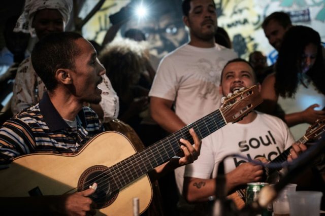 Samba musicians perform at Pedra do Sal, considered the birthplace of samba, in Rio de Jan