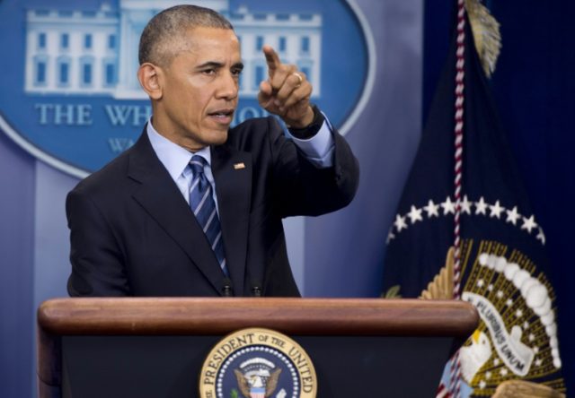US President Barack Obama holds a year-end press conference in the Brady Press Briefing Ro
