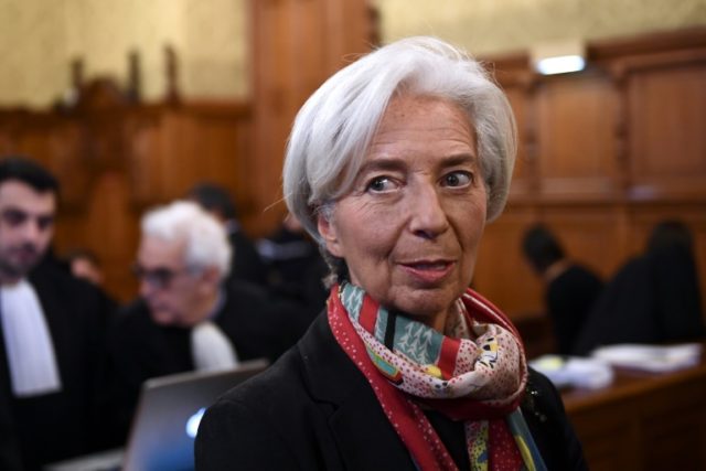IMF chief Christine Lagarde pictured in a Paris courtroom on December 12, 2016
