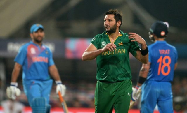 Shahid Afridi (centre) says the arrest of an Indian student for wearing a shirt bearing hi