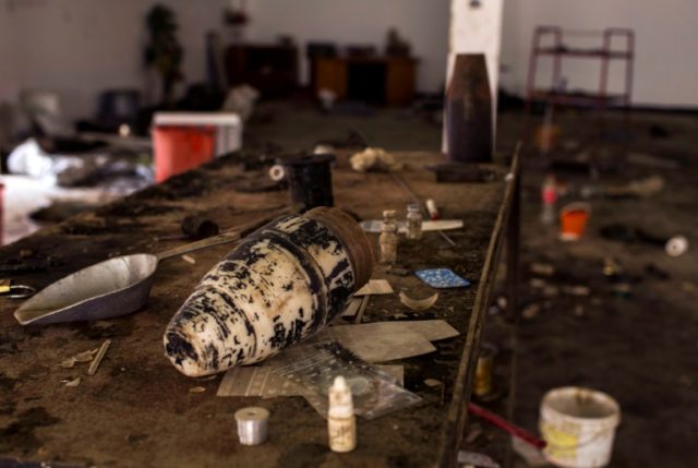 Materials used by Islamic State group members to make explosives, at the Saint George Chur