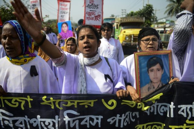 A protest in Dhaka in April on the third anniversary of the Rana Plaza garment factory dis