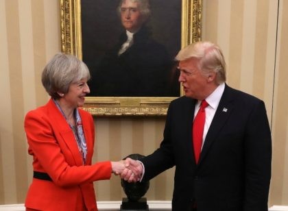 British Prime Minister Theresa May and U.S. President Donald Trump in The Oval Office at The White House on January 27, 2017 in Washington, DC. British Prime Minister Theresa May is on a two-day visit to the United States and will be the first world leader to meet with President …