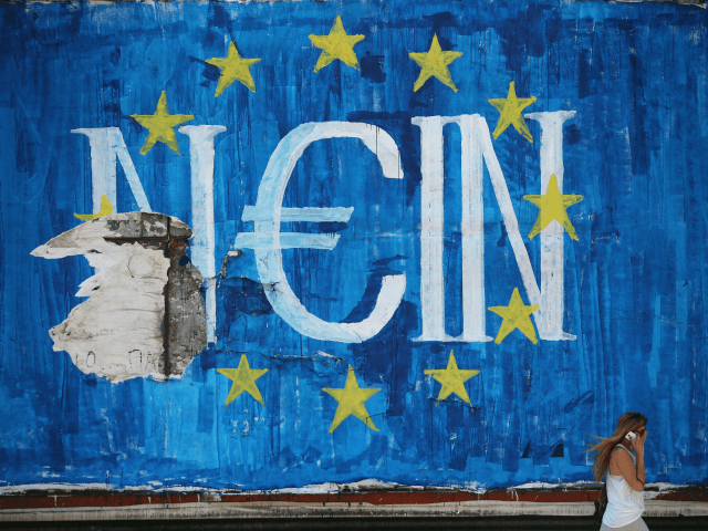 The German word 'Nein' which means 'No' sits on graffiti art displayin