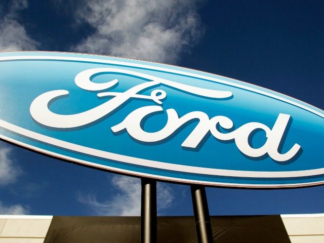 FLAT ROCK, MI, - SEPTEMBER 10: A Ford logo is shown at an event that celebrates the openin