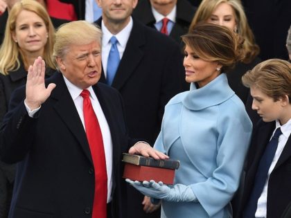 US President-elect Donald Trump is sworn in as President on January 20, 2017 at the US Cap