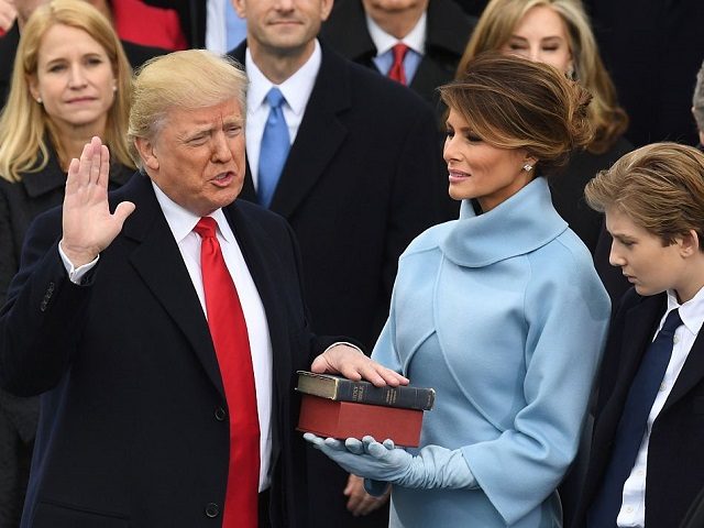 US President-elect Donald Trump is sworn in as President on January 20, 2017 at the US Capitol in Washington, DC. / AFP / Mark RALSTON (Photo credit should read MARK RALSTON/AFP/Getty Images)