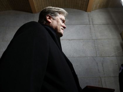 Senior Counselor to the US President Steve Bannon, arrives before the presidential inaugur