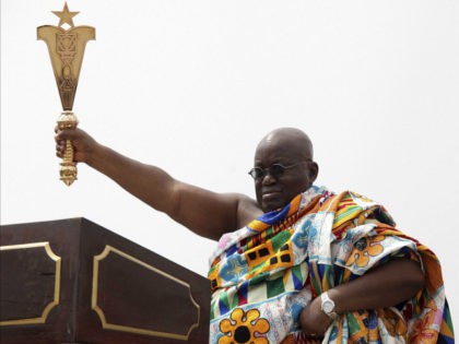 Ghana President elect Nana Akufo-Addo during his inauguration ceremony in Accra, Ghana, Saturday Jan. 7, 2017. Ghana's chief justice swore in the nation's newly elected President Nana Akufo-Addo amid a sea of people dressed in the red, blue and white colors of his party. Akufo-Addo, 72, won the Dec. 7 …