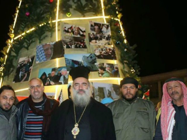 Greek Orthodox Archbishop Christmas tree martyrs Jerusalem screengrab