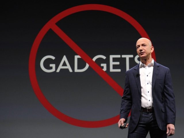 Jeff Bezos Amazon No Gadgets (Joe Klamar / Amazon / Getty)
