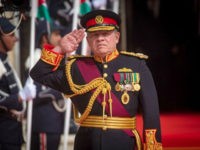 Jordan-king-Abdullah-II-bin-Al-Hussein-salute-ap King Abdullah II's presents his Speech of the Throne at the parliament in Amman, Jordan, on November 7, 2016. Photo by Balkis Press/Sipa USA (Sipa via AP Images)