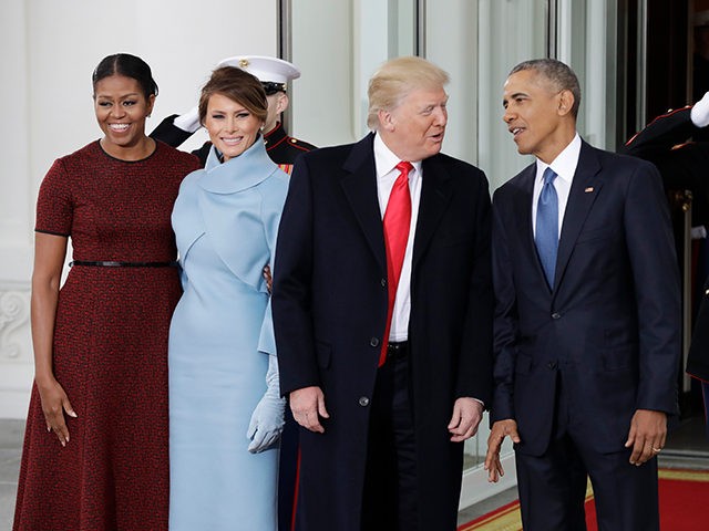 President Barack Obama and first lady Michelle Obama pose with President-elect Donald Trum