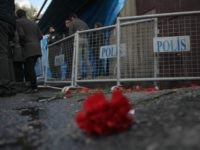 Flowers are placed outisde the Reina nightclub by the Bosphorus, following a gun attack on New Year's Eve, on January 1, 2017 in Istanbul, Turkey. According to Turkey's interior minister Suleyman Soylu at least 39 people, including 15 foreigners, were killed and 40 wounded at Istanbul's famous Reina nightclub during …