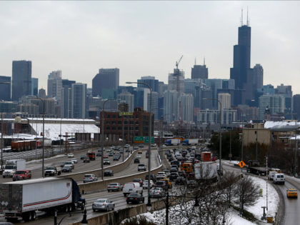 In this Monday, Nov. 23, 2015, photo, heavy traffic on Interstate 90, the Kennedy Expressway, is seen in Chicago. A study by an advocacy group found the nation's worst traffic bottleneck in terms of hours of delay is a 12-mile stretch of the Kennedy Expressway near Chicago's Loop business district. …