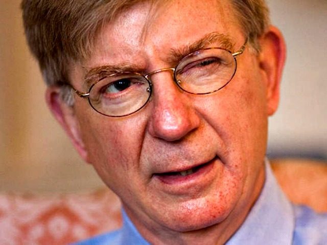 George Will, a Pulitzer Prize-winning conservative American newspaper columnist, journalist, and author is interviewed by AP writer Hillel Italie on politics, history, and life without the late William F. Buckley, at Will's office in Washington's Georgetown district, Tuesday, April 22, 2008. (AP Photo/J. Scott Applewhite)