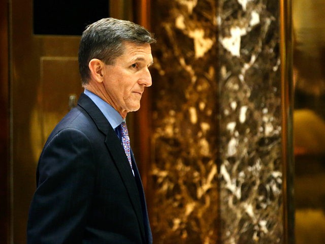 Michael T. Flynn, President-elect Donald Trump's choice for National Security Advisor, waits for an elevator at Trump Tower, Monday, Dec. 12, 2016, in New York. (AP Photo/Kathy Willens)