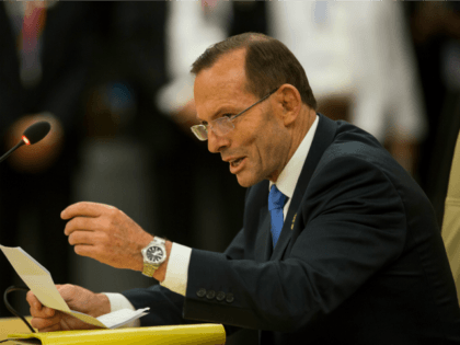 Australian Prime Minister Tony Abbott speaks during the 40th Anniversary summit meeting on