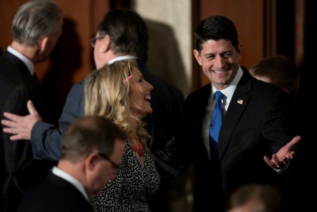 Speaker of the US House of Representatives Paul Ryan (R), R-Wisconsin, arrives for the ope