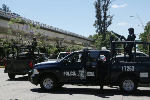 Mexican Federal Police patrol in Guadalajara, Jalisco state