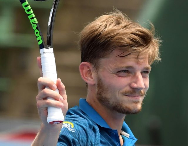 David Goffin of Belgium acknowledges supporters after defeating Bernard Tomic of Australia
