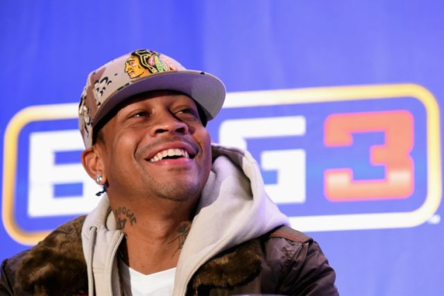 Basketball player Allen Iverson speaks during a press conference announcing the launch of