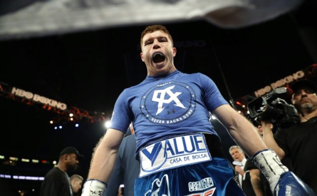 Canelo Alvarez enters the ring before taking on Liam Smith in the WBO Junior Middleweight