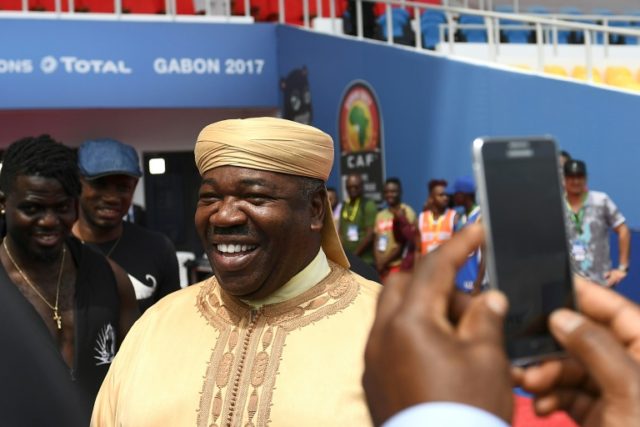 President of Gabon, Ali Bongo Ondimba, visits the Stade de l'Amitie Sino-gabonaise Stadium