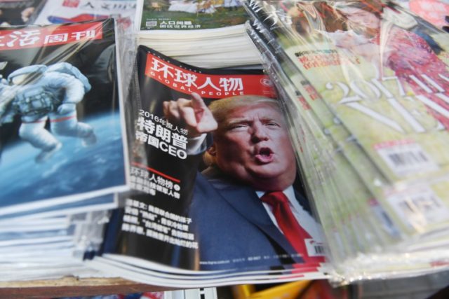 A Chinese magazine with a front page story naming US President-elect Donald Trump as their
