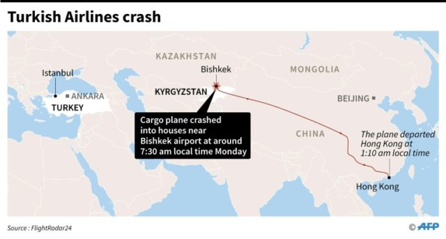 A Turkish Airlines cargo plane has crashed near Kyrgyzstan's main airport, leaving 32 peop