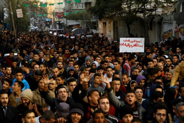 Palestinians protest against the ongoing electricity crisis in Jabalia refugee camp in the