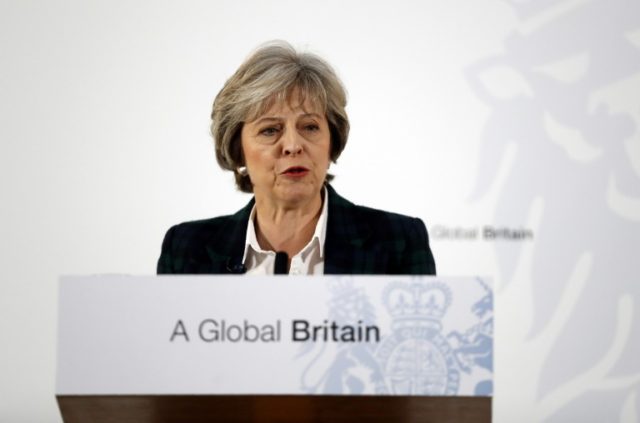 British Prime Minister Theresa May delivers a speech on the government's plans for Brexit