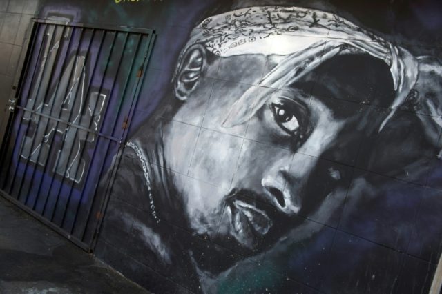 A wall dedicated to the memory of US rapper Tupac Shakur, whose life is set for the biopic