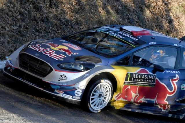 French's driver Sebastien Ogier and his co-pilot Julien Ingrassia steer their Ford Fiesta