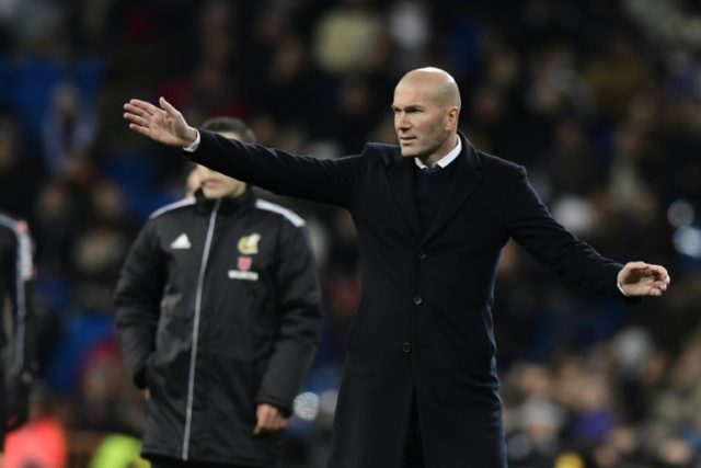 Real Madrid's coach Zinedine Zidane gestures during their Spanish Copa del Rey (King's Cup