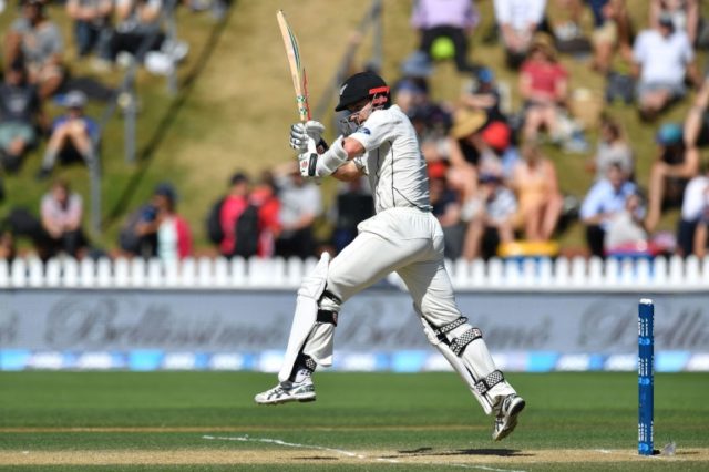 New Zealand's captain Kane Williamson bats during day five of the first international Test