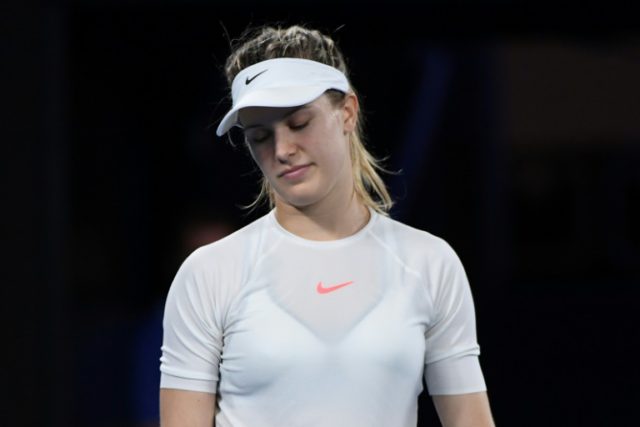 Canada's Eugenie Bouchard reacts after losing a point to Coco Vandeweghe of the US during