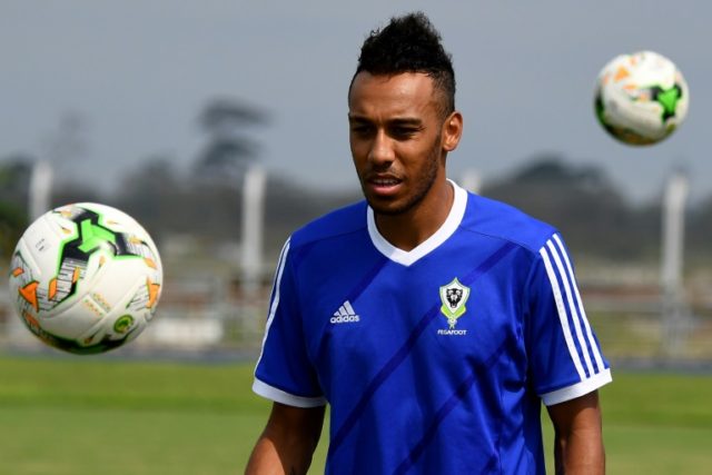 Pierre-Emerick Aubameyang trains with Gabon, hosting the Africa Cup of Nations, in Librevi