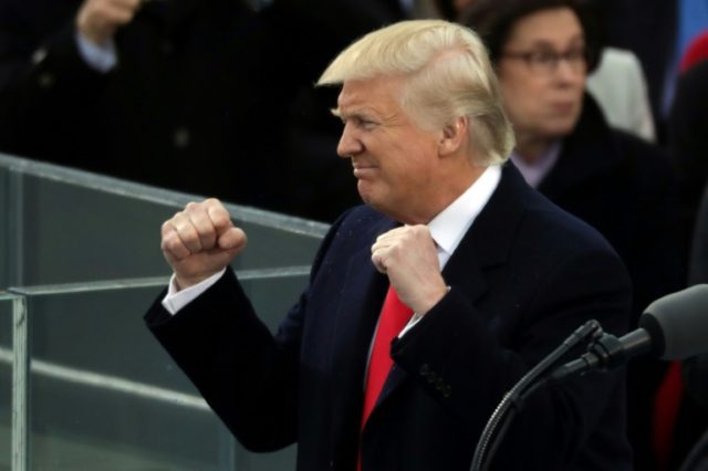 U.S. President Donald Trump delivers his inaugural address on the West Front of the U.S. C