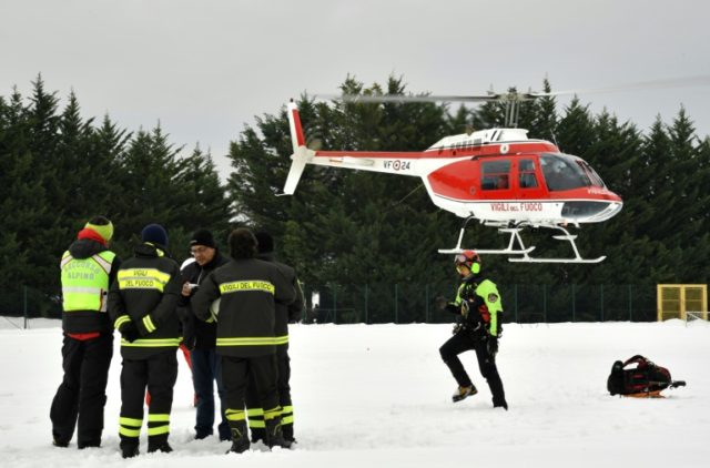Italian firefighters join the rescue operation on January 20, 2017 near the village of Pen