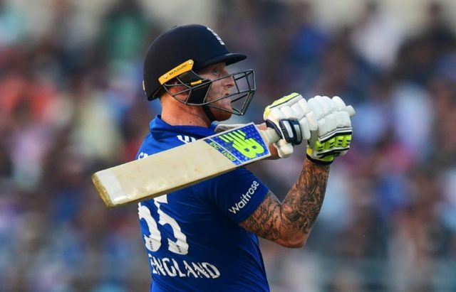 England's Ben Stokes plays a shot during the third one-day international against India at