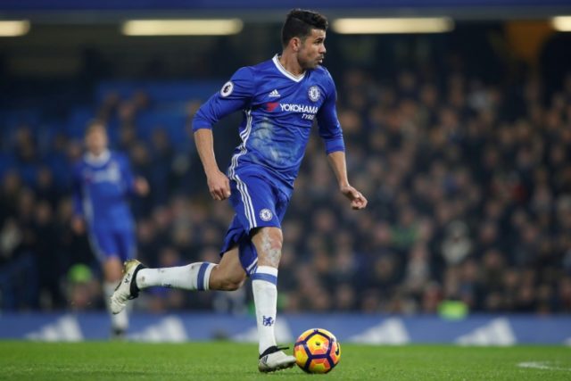 Chelsea's Brazilian-born Spanish striker Diego Costa runs in on goal but is offside during