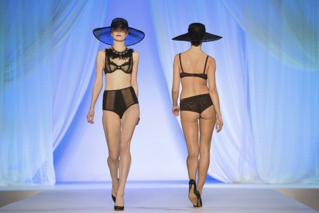 Models present creations during the French Lingerie Show "Lingerie, Mon Amour" by Lingerie