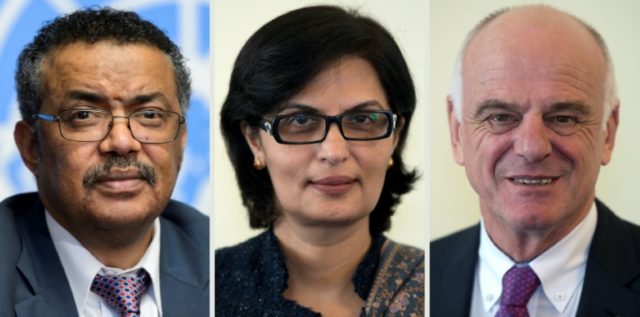 The three finalists in the running to be the next director-general of the World Health Org