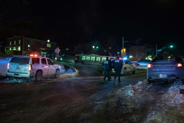 Canadian police officers respond to a shooting in a mosque at the Québec City Islamic cul