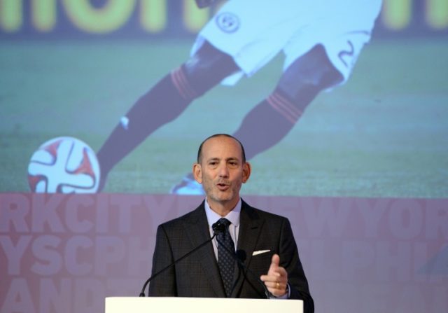 Major League Soccer (MLS) commissioner Don Garber speaks during an event in New York, in 2