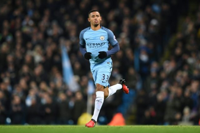 Manchester City's striker Gabriel Jesus comes on to make his debut during an English Premi
